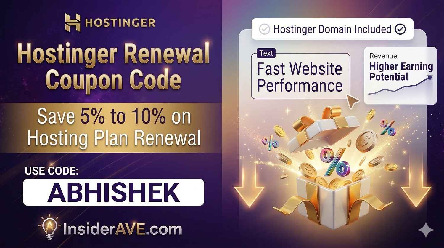 Hostinger Renewal Coupon Code – Save 5% to 10% on Hosting Plan Renewal
